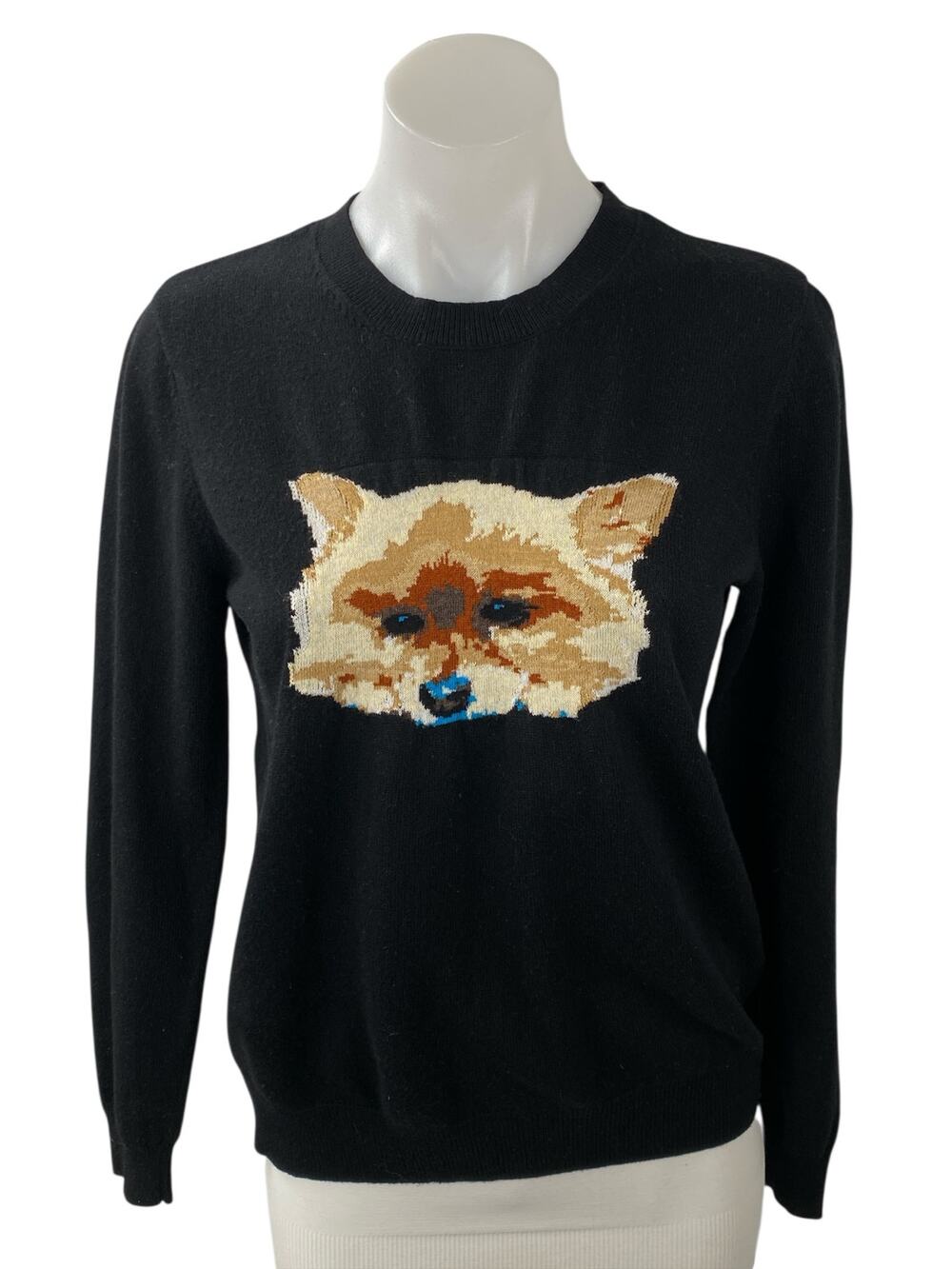 Maje Majicien Black Cashmere Wool Graphic Long Sleeve Sweatshirt Sweater Top 2